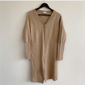 Aritzia Wilfred Wool Long Cardigan Sweater Tan